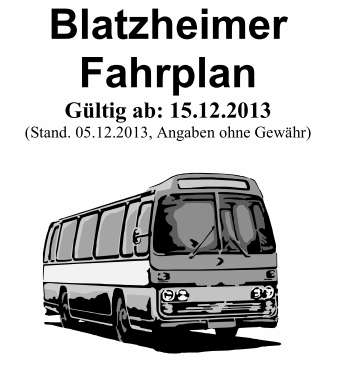 Blatzheimer Fahrplan